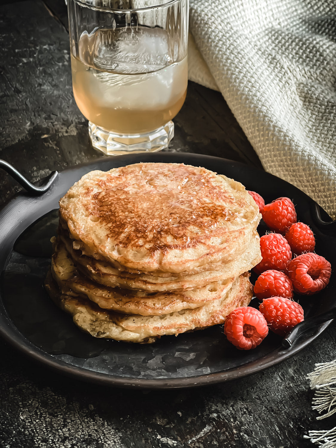Cinnamon Cornmeal Pancakes with Brown Sugar Butter Syrup