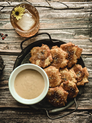 Tostones with White BBQ Sauce