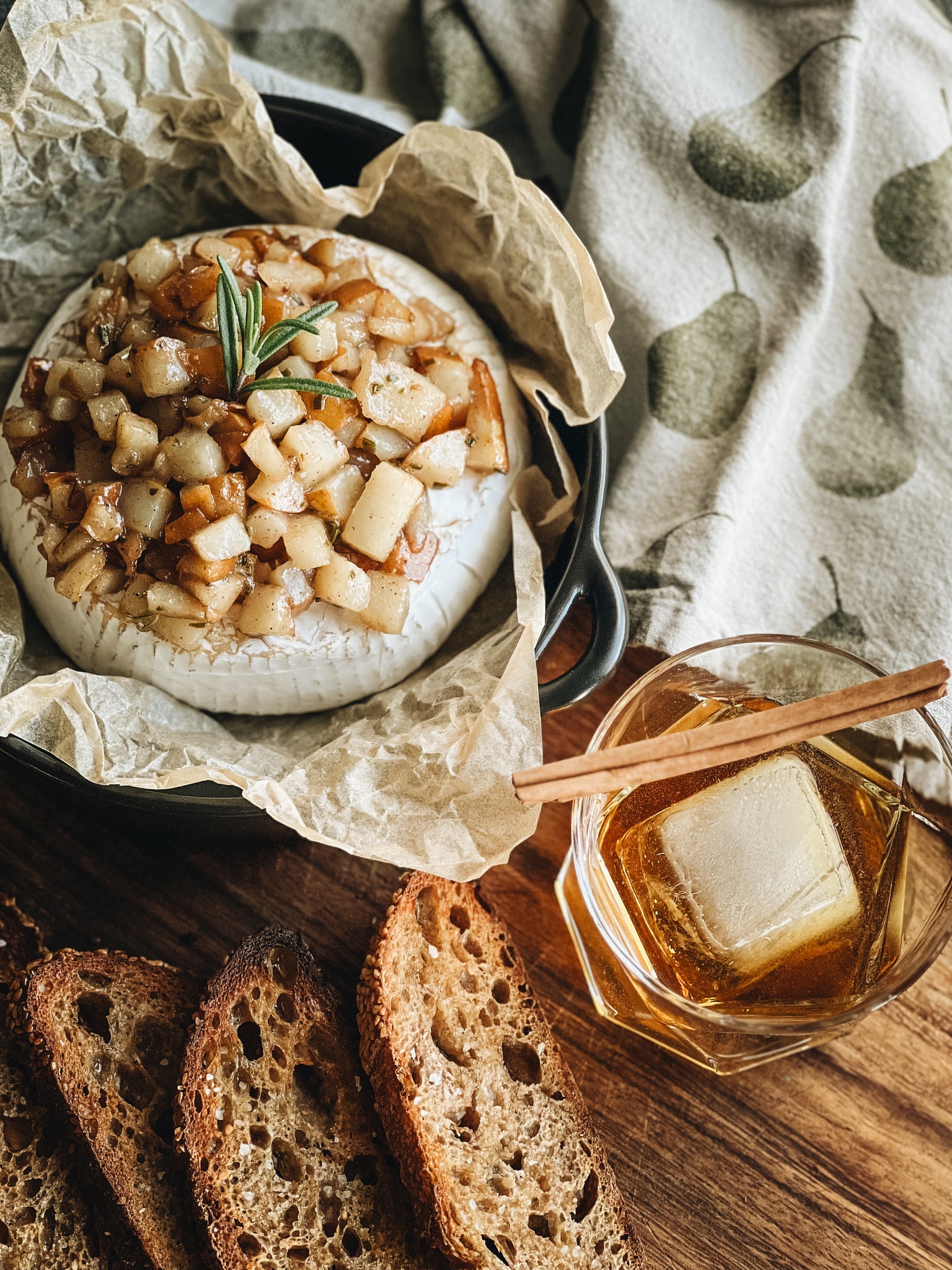Baked Camembert with Spiced Pear Compote