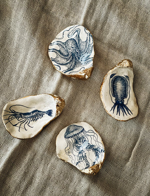 Oyster Shell Magnets, Set of 4