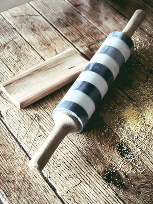 Marble Rolling Pin with Wooden Stand