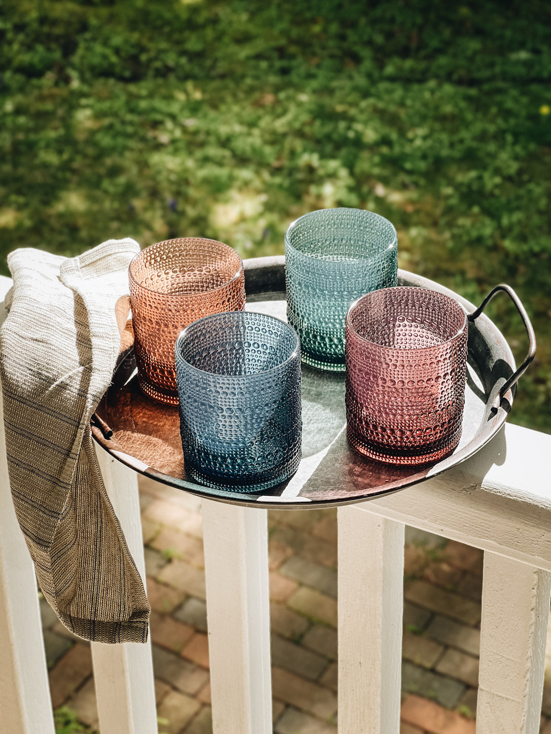 Outdoor Multicolor Hobnail Lowball Set of 4