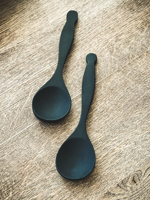 Blackened Wooden Serving Spoon Set