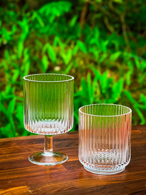 Ribbed Stackable Outdoor Double Old Fashioned Glass