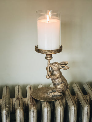 Rustic Rabbit Pillar Candle Holder