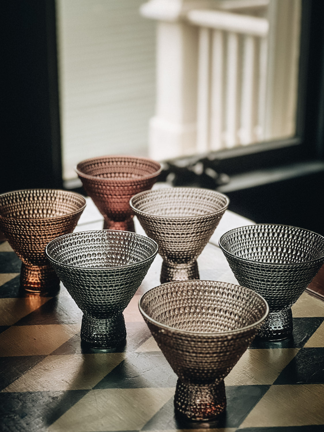 Multi-color Hobnail Martini Set of 6