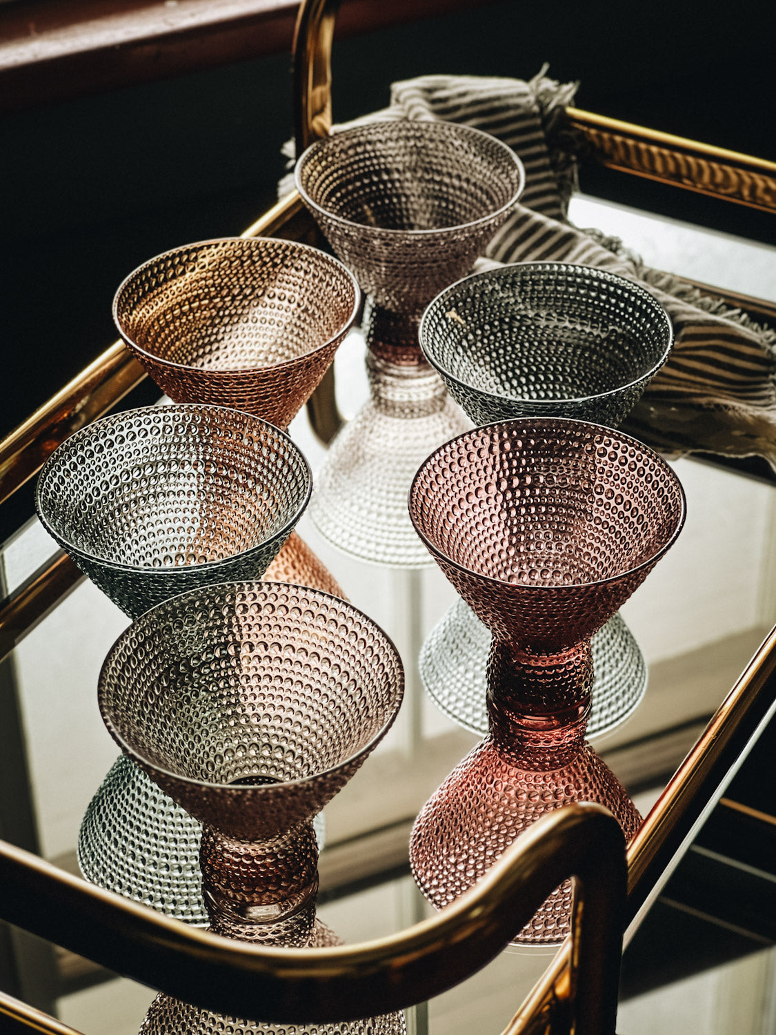 Multi-color Hobnail Martini Set of 6