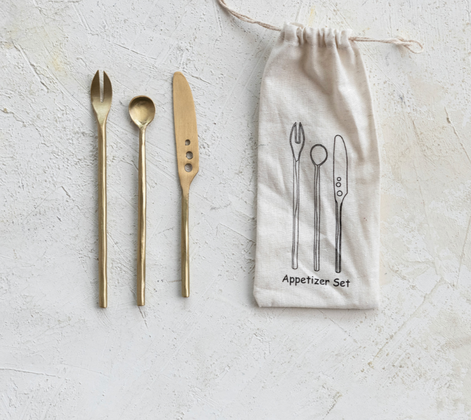 Matte Brass Appetizer Serving Set