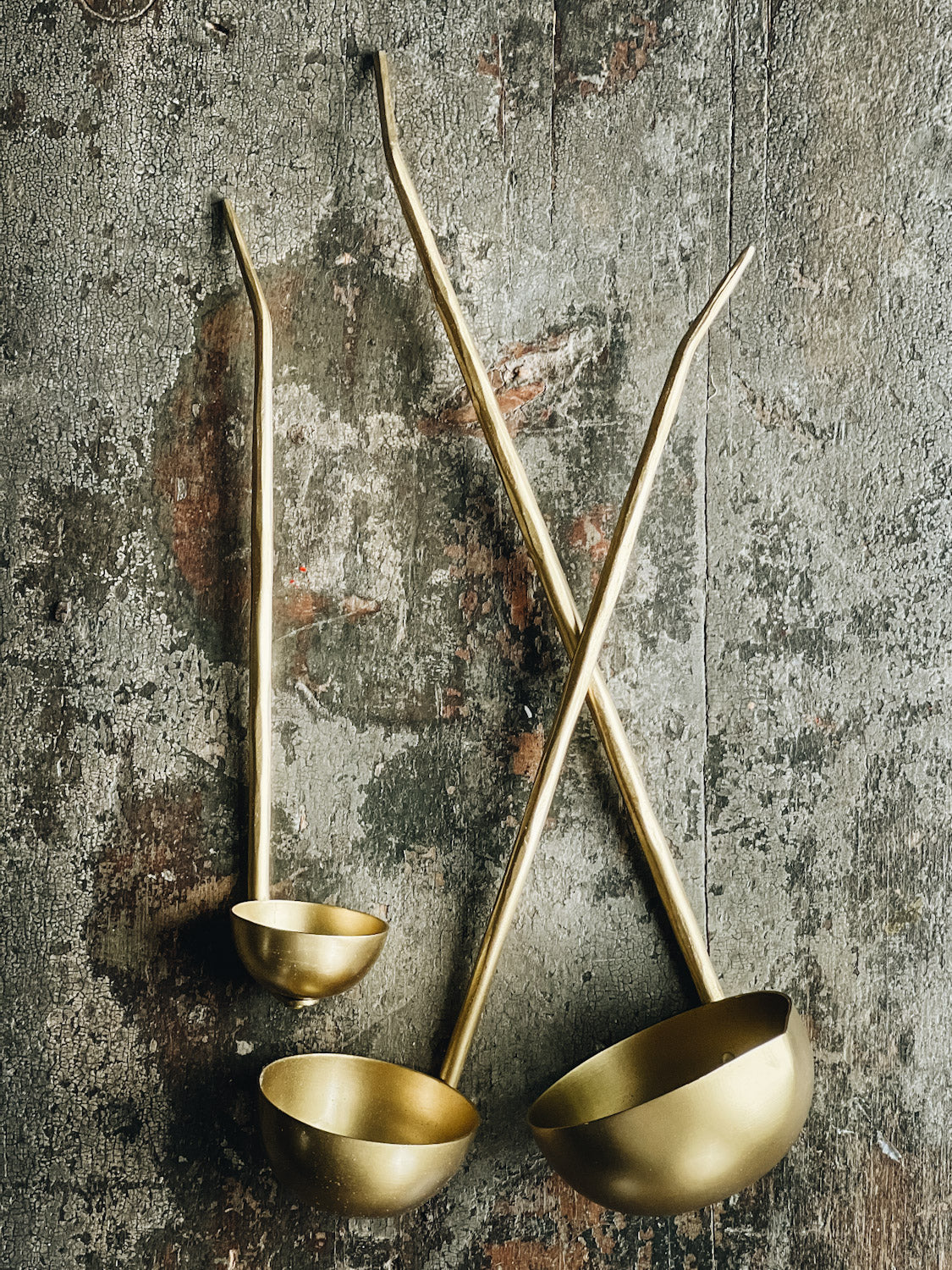 Forged Brass Ladles, Set of 3