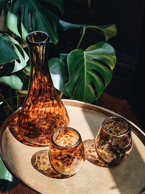 Tortoiseshell Stemless Wine Glasses Set of 2