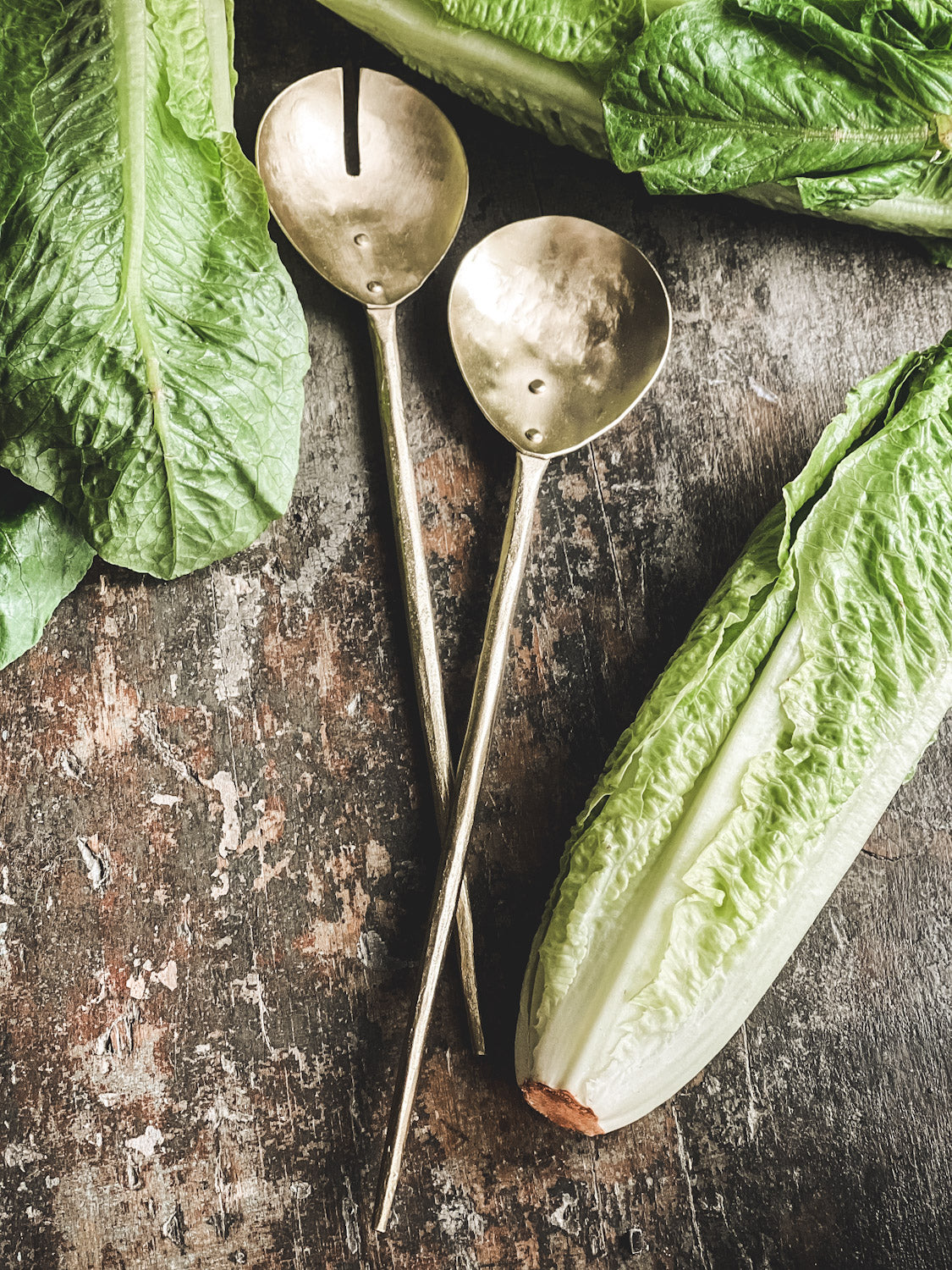 Rustic Brass Salad Servers