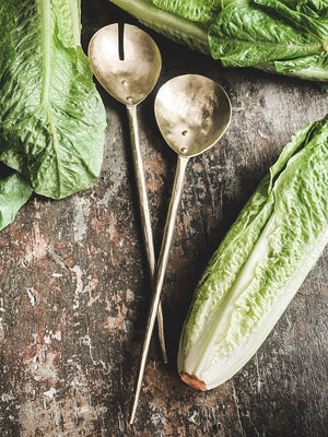 Rustic Brass Salad Servers