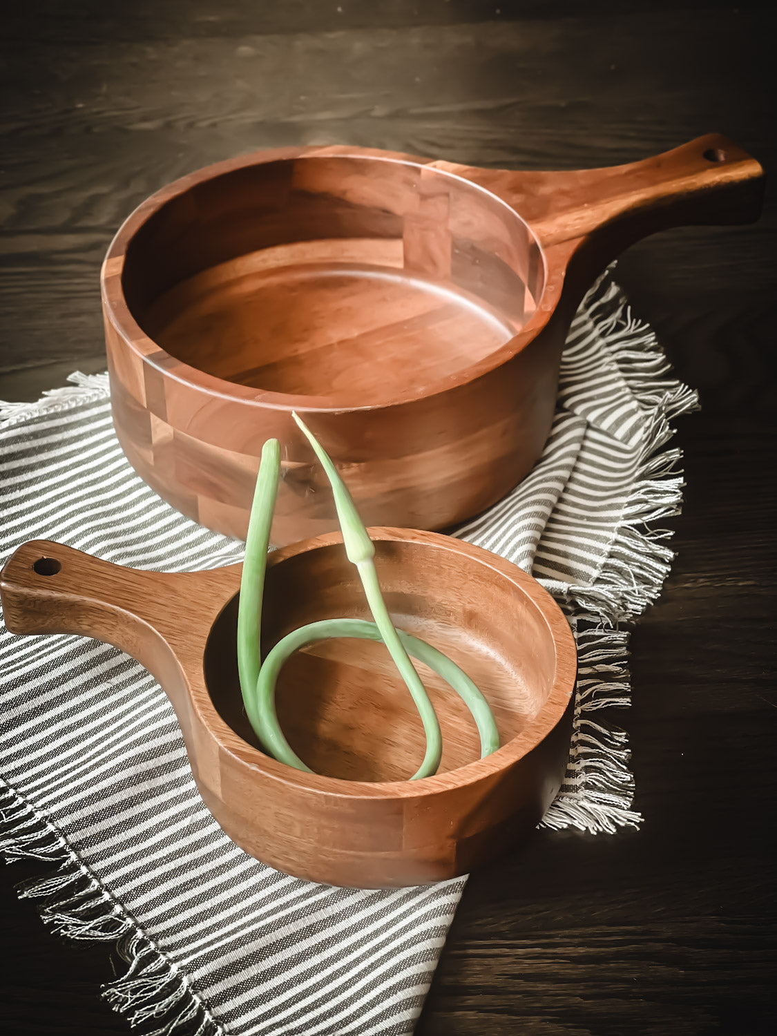 Handled Wooden Bowl