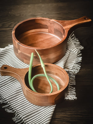 Handled Wooden Bowl