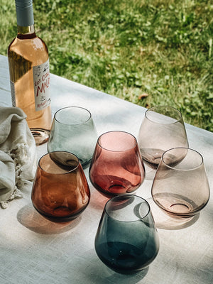 Muti-Color Stemless Wine Glasses Set of 6