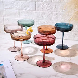 Ribbed Multi-Color Coupes Set of 6