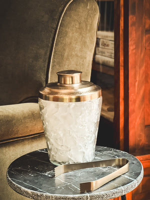 Glass Ice Bucket & Tongs Set