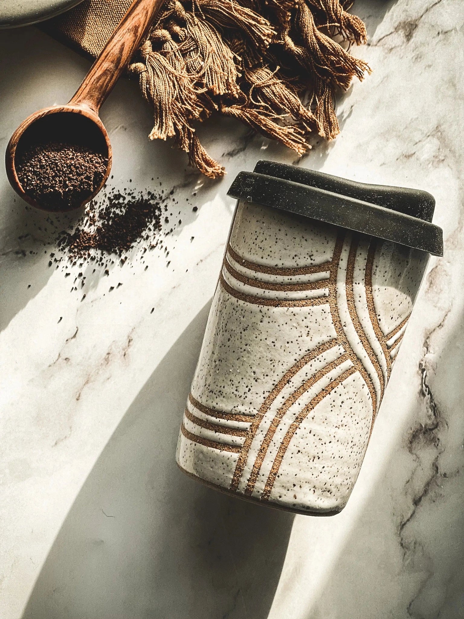 Handmade Travel Ceramic Mug w/ Lid