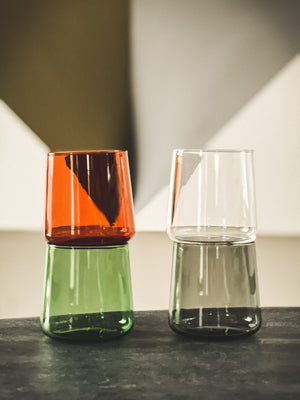Colored glass tumbler set