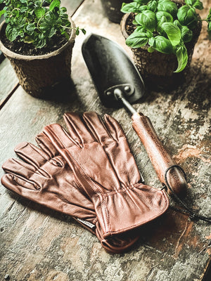Cognac Colored Gardening Gloves